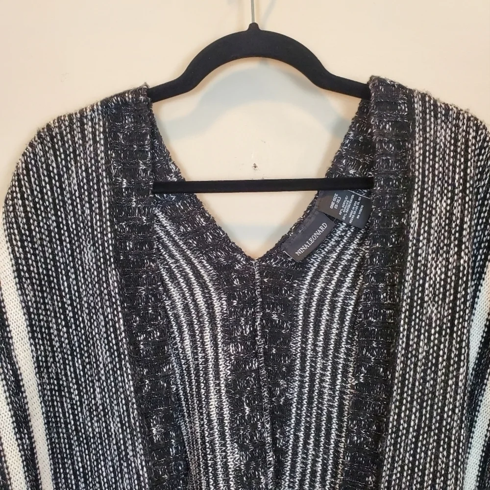 Nina Leonard black stripe Sleeveless cardigan sweater - Picture 9 of 9